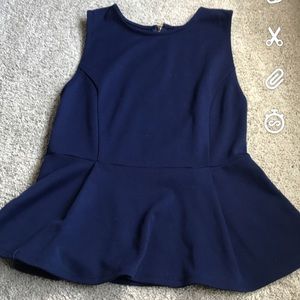 Forever 21 Navy Peplum Tank, Size Medium